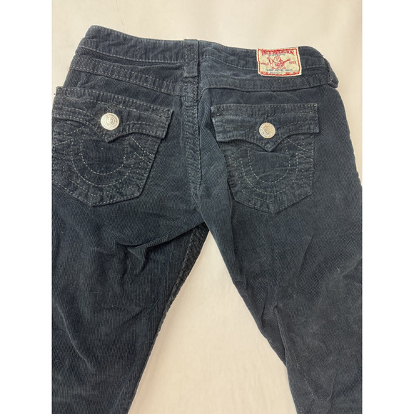 VTG True Religion Joey Big T Corduroy Pants RARE Low Rise Flare Black Y2K USA 27 - Picture 13 of 13